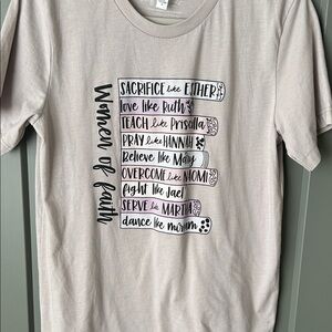 Bella Canvas Beige Tee with Black & Light Pink Faith Graphic Size medium